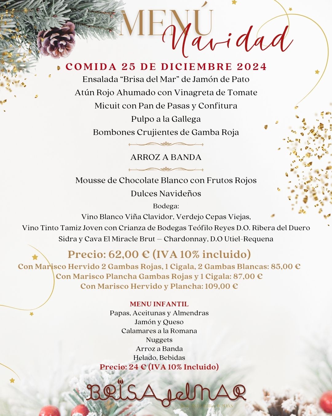 Menu navidad comida dia 25 2024